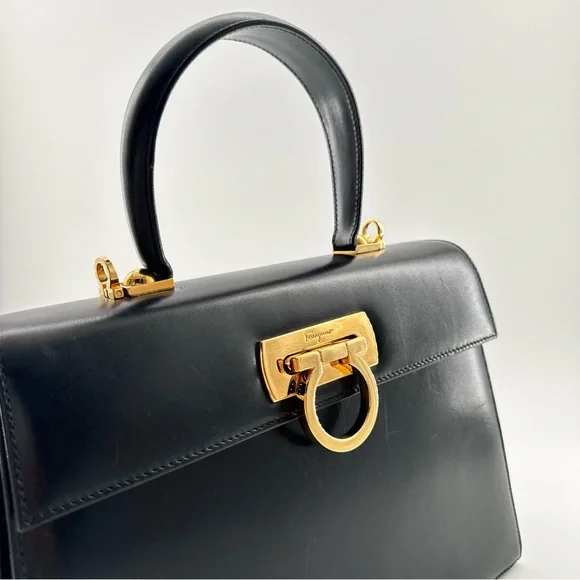 Salvatore Ferragamo Gancini Leather Top Handle Bag - Picture 11 of 17